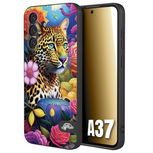 CUSTOMIZZA - Custodia cover nera morbida in tpu compatibile per Samsung A37 astratti donna flower fantasia leopardo ghepardo animali colorati