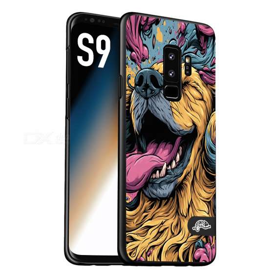 CUSTOMIZZA - Custodia cover nera morbida in tpu compatibile per Samsung S9 Golden Retriever illustrazione cane pop art cane street art cartone animato