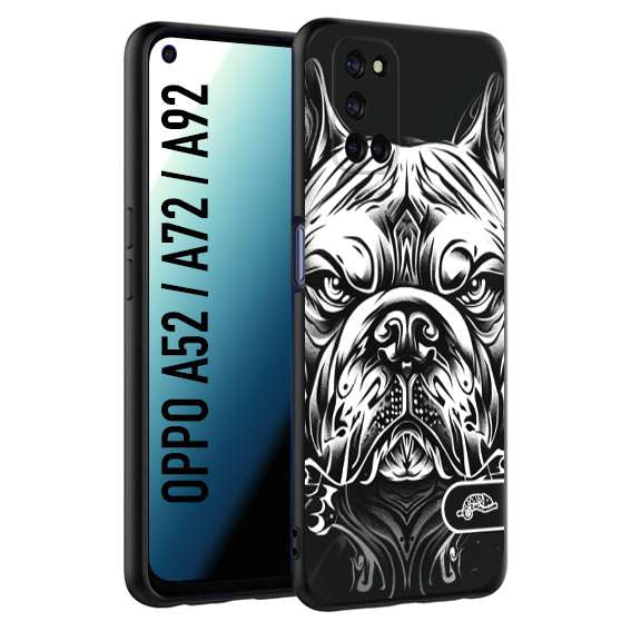 CUSTOMIZZA - Custodia cover nera morbida in tpu compatibile per Oppo A58 4G bulldog bianco a rilievo disegnato tattoo tatuaggio