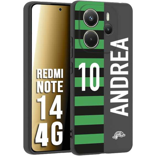 CUSTOMIZZA - Custodia cover nera morbida in tpu compatibile per Xiaomi Redmi Note 14 4G personalizzata calcio football nome e numero calciatori neroverde