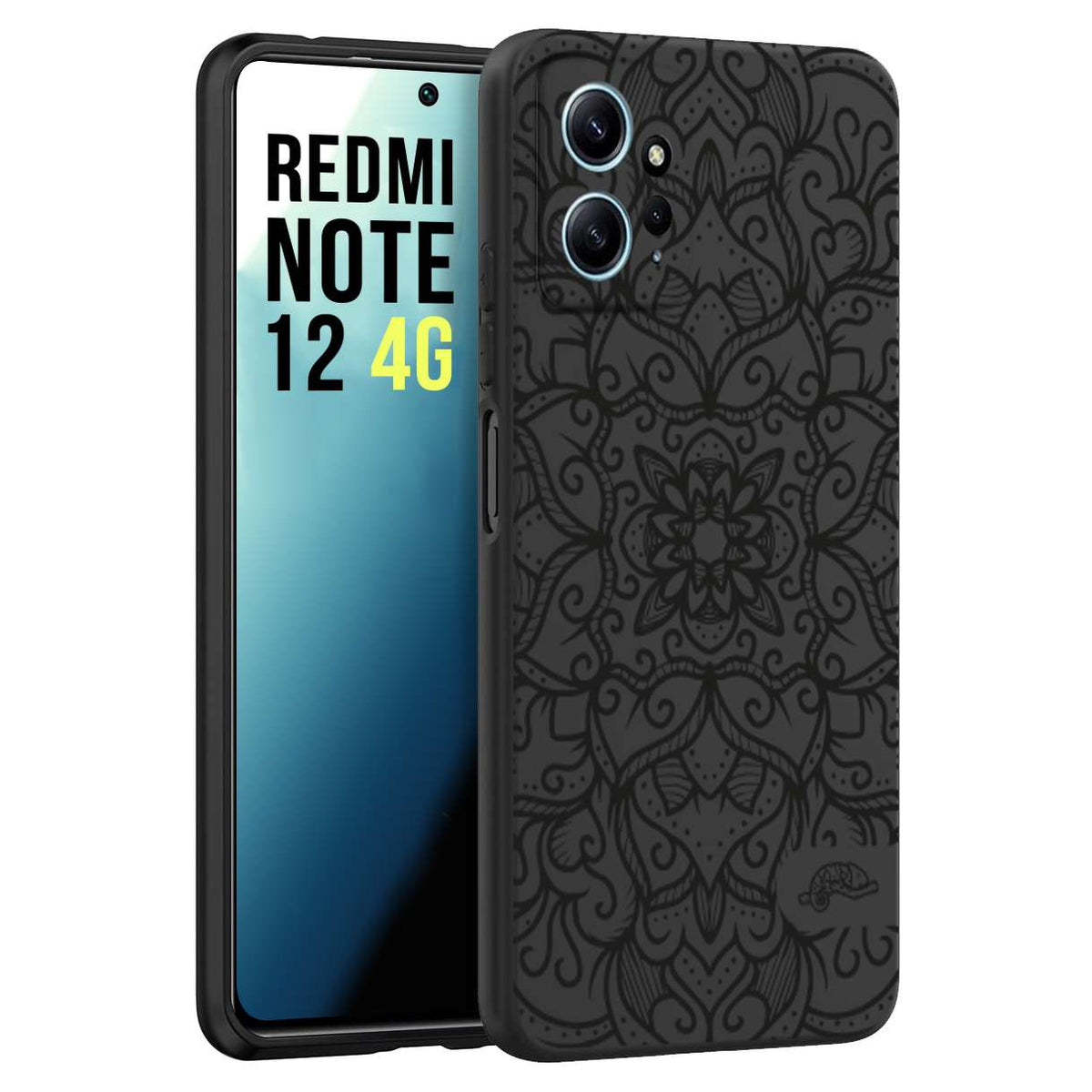 CUSTOMIZZA - Custodia cover nera morbida in tpu compatibile per Xiaomi Redmi Note 12 4G mandala nero fiore vedo non vedo donna