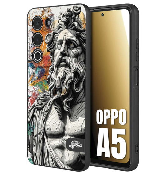 CUSTOMIZZA - Custodia cover nera morbida in tpu compatibile per Oppo A5 statua colorata moderna antico tattoo splash color