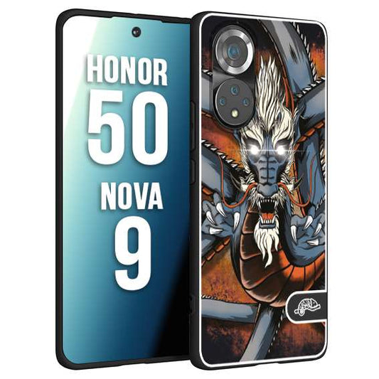 CUSTOMIZZA - Custodia cover nera morbida in tpu compatibile per Huawei Nova 9 - Honor 50 drago giapponese tattoo japan dragon