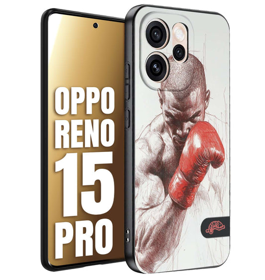 CUSTOMIZZA - Custodia cover nera morbida in tpu compatibile per Oppo Reno 15 PRO pugilato pugili disegno tattoo guantoni box sport primo piano