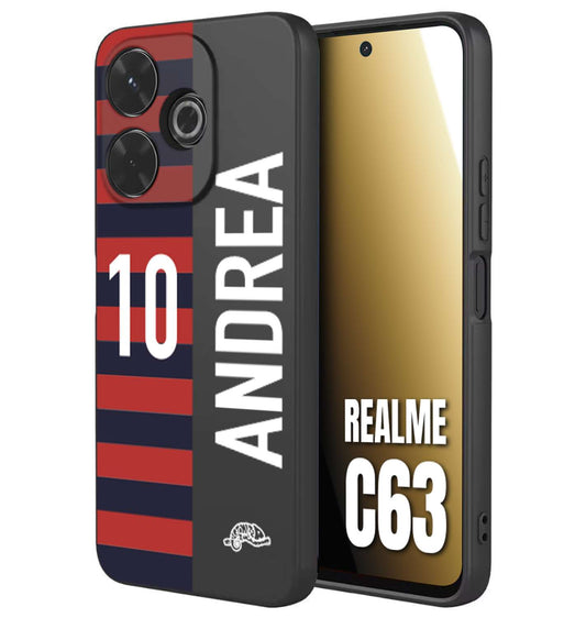 CUSTOMIZZA - Custodia cover nera morbida in tpu compatibile per Realme C63 personalizzata calcio football nome e numero calciatori rossoblu