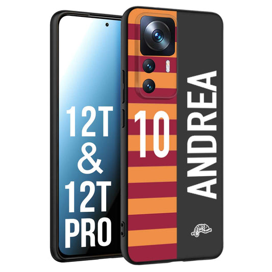 CUSTOMIZZA - Custodia cover nera morbida in tpu compatibile per Xiaomi 12T - 12T PRO personalizzata calcio football nome e numero calciatori giallo rossi