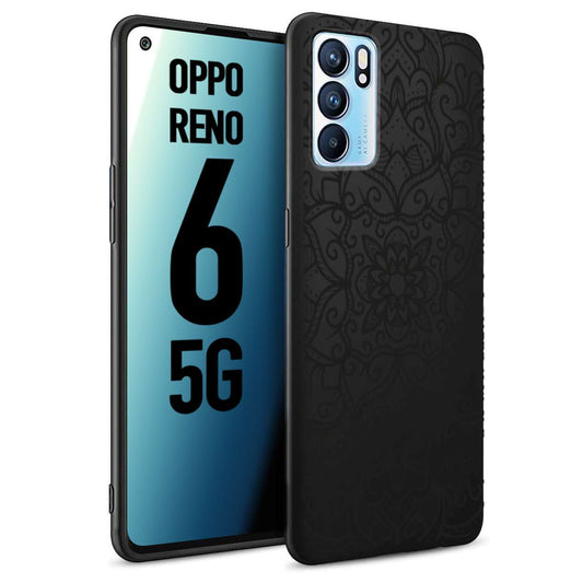 CUSTOMIZZA - Custodia cover nera morbida in tpu compatibile per Oppo Reno 6 5G mandala nero fiore vedo non vedo donna