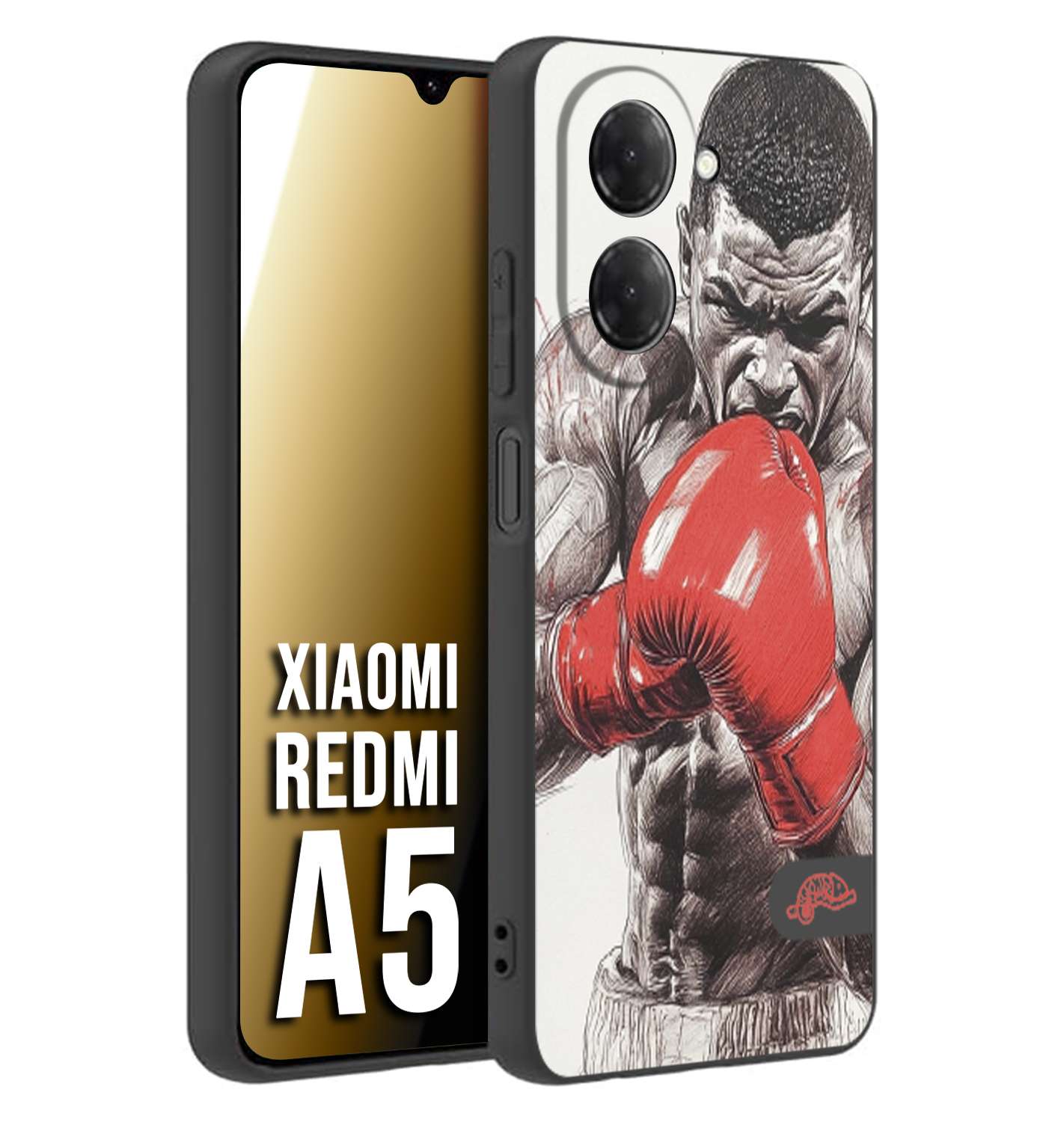 CUSTOMIZZA - Custodia cover nera morbida in tpu compatibile per Xiaomi Redmi A5 pugilato pugili disegno tattoo guantoni box pesi massimi gancio