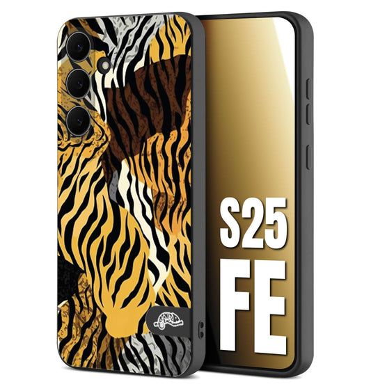 CUSTOMIZZA - Custodia cover nera morbida in tpu compatibile per Samsung S25 FE leopardato tigrato tiger colorata donna fashion estate