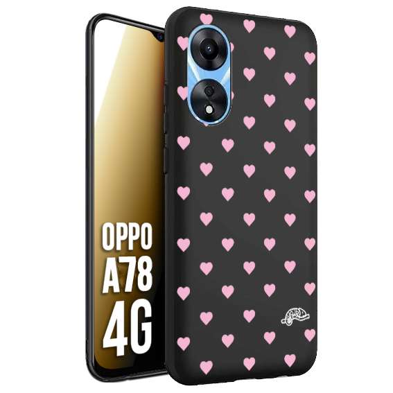 CUSTOMIZZA - Custodia cover nera morbida in tpu compatibile per Oppo A78 4G cuori pois rosa su nero donna pin up vintage