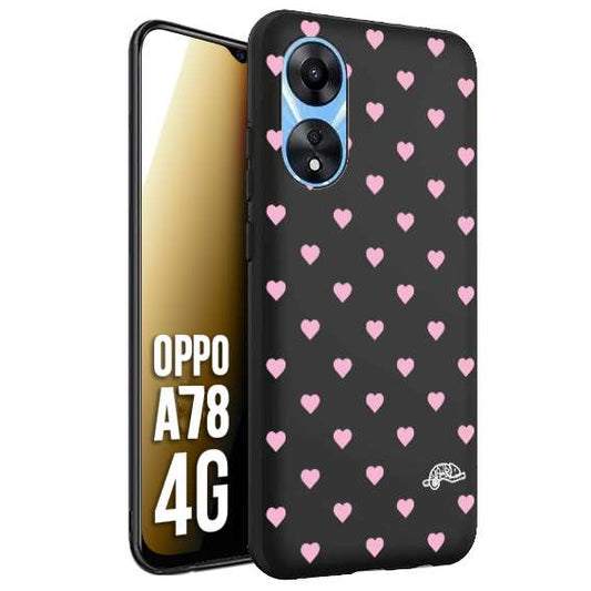 CUSTOMIZZA - Custodia cover nera morbida in tpu compatibile per Oppo A78 4G cuori pois rosa su nero donna pin up vintage