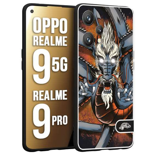 CUSTOMIZZA - Custodia cover nera morbida in tpu compatibile per Oppo Realme 9 5G - 9 PRO drago giapponese tattoo japan dragon