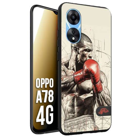CUSTOMIZZA - Custodia cover nera morbida in tpu compatibile per Oppo A78 4G pugilato pugili disegno tattoo guantoni box sport ring