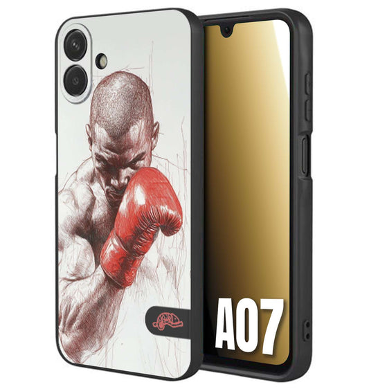 CUSTOMIZZA - Custodia cover nera morbida in tpu compatibile per Samsung A07 pugilato pugili disegno tattoo guantoni box sport primo piano