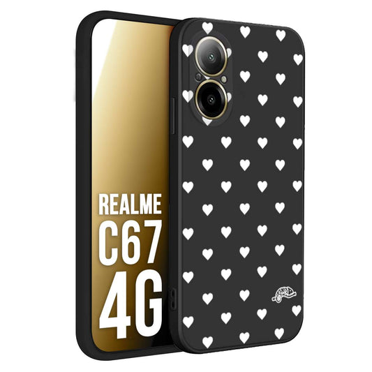 CUSTOMIZZA - Custodia cover nera morbida in tpu compatibile per Realme C67 4G cuori pois bianchi donna pin up vintage