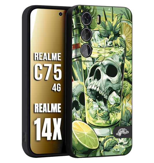 CUSTOMIZZA - Custodia cover nera morbida in tpu compatibile per Realme 14X - C75 4G Mojito cocktail teschio illustrazione drink lime menta ghiacci tropicale street art