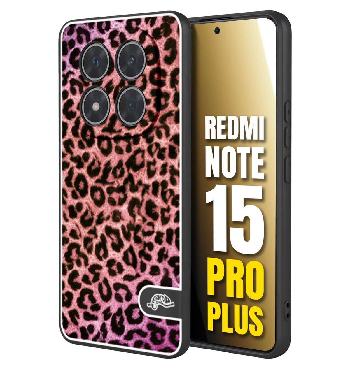 CUSTOMIZZA - Custodia cover nera morbida in tpu compatibile per Xiaomi Redmi Note 15 PRO PLUS leopardato maculato donna rosa leopard