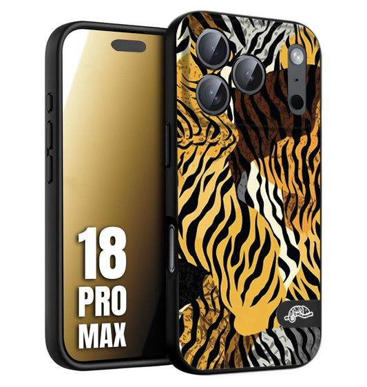 CUSTOMIZZA - Custodia cover nera morbida in tpu compatibile per iPhone 18 PRO MAX leopardato tigrato tiger colorata donna fashion estate