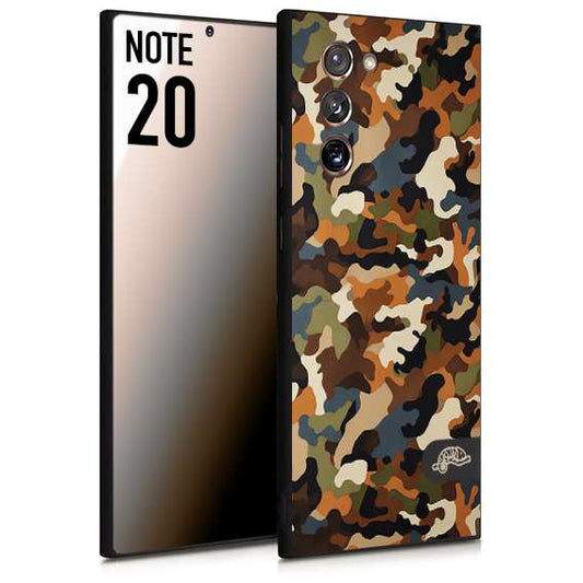 CUSTOMIZZA - Custodia cover nera morbida in tpu compatibile per Samsung NOTE 20 camouflage mimetico militare moderno blu marrone beige