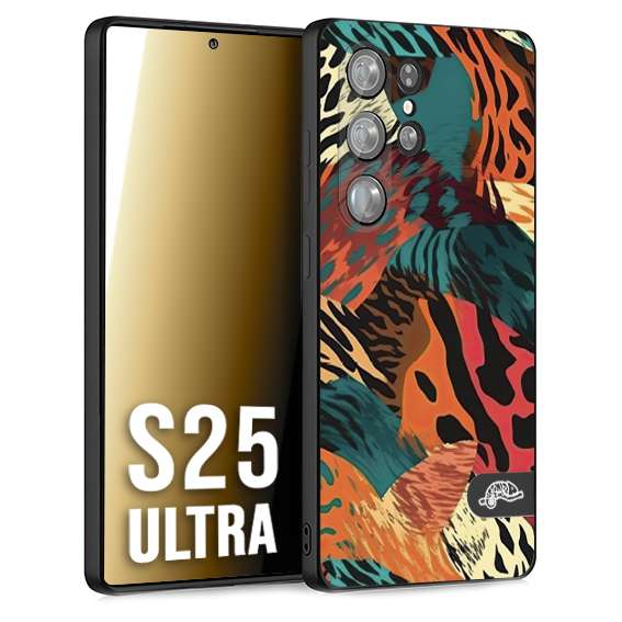 CUSTOMIZZA - Custodia cover nera morbida in tpu compatibile per Samsung S25 ULTRA leopardato tigrato tiger colorata summer arancio verde fucsia