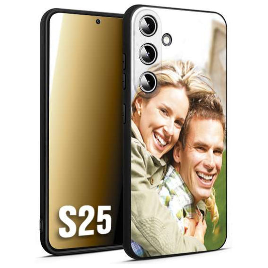 CUSTOMIZZA - Custodia cover nera morbida in tpu compatibile per Samsung S25 personalizzata con foto immagine scritta a piacere