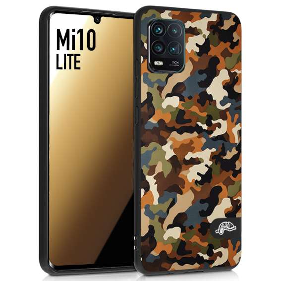 CUSTOMIZZA - Custodia cover nera morbida in tpu compatibile per Xiaomi Mi 10 LITE camouflage mimetico militare moderno blu marrone beige