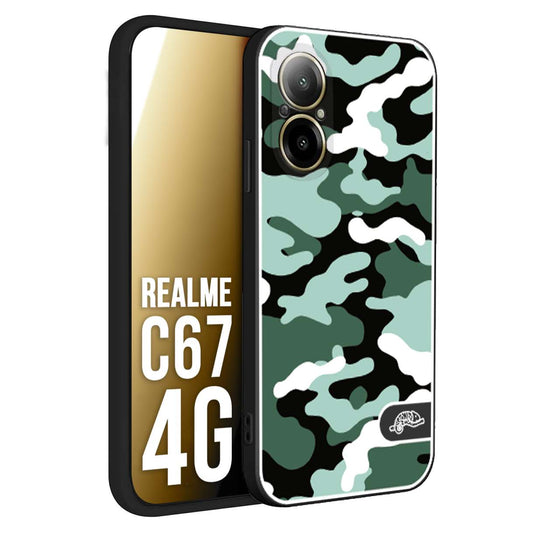 CUSTOMIZZA - Custodia cover nera morbida in tpu compatibile per Realme C67 4G camouflage mimetico militare verde green