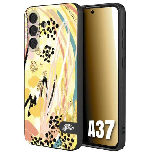CUSTOMIZZA - Custodia cover nera morbida in tpu compatibile per Samsung A37 astratti donna flower fantasia estate gialla rosa leopardata