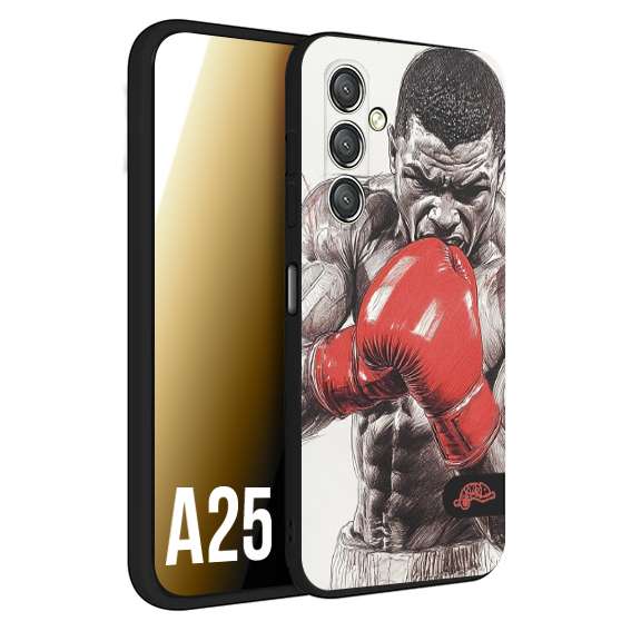 CUSTOMIZZA - Custodia cover nera morbida in tpu compatibile per Samsung A25 pugilato pugili disegno tattoo guantoni box pesi massimi gancio