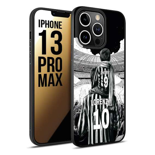 CUSTOMIZZA - Custodia cover nera morbida in tpu compatibile per iPhone 13 PRO MAX personalizzata calcio football nome e numero calciatori bianconeri bianca e nera