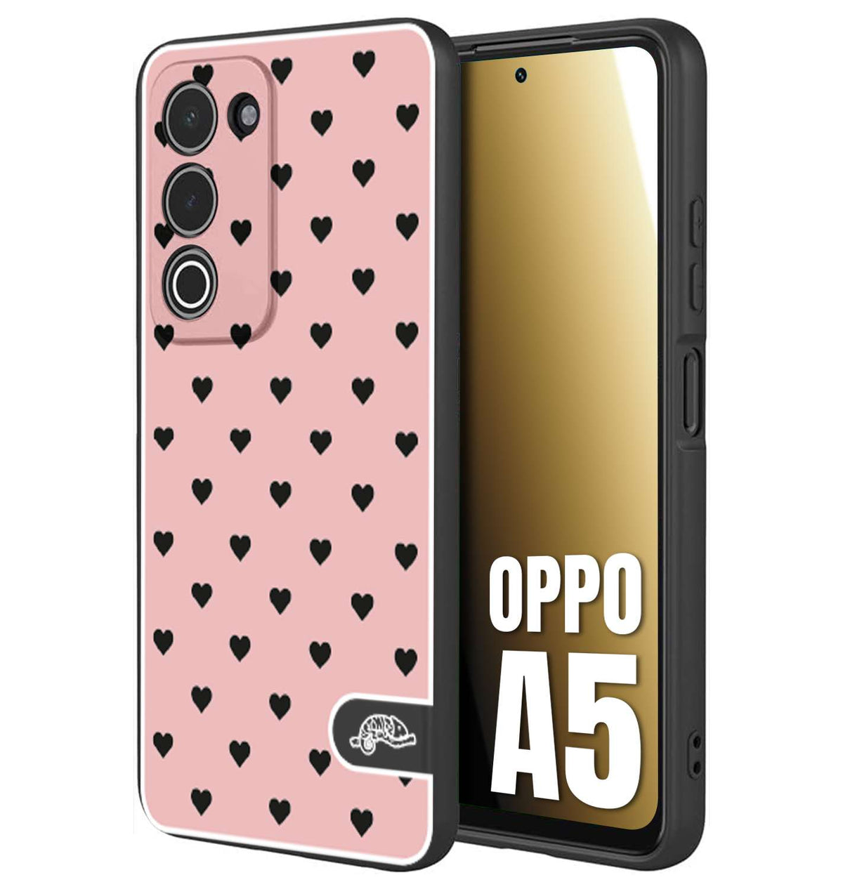CUSTOMIZZA - Custodia cover nera morbida in tpu compatibile per Oppo A5 cuori pois rosa donna pin up vintage