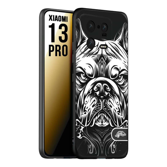 CUSTOMIZZA - Custodia cover nera morbida in tpu compatibile per Xiaomi 13 PRO bulldog bianco a rilievo disegnato tattoo tatuaggio