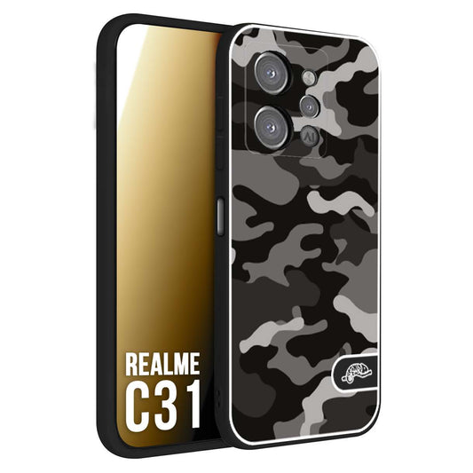 CUSTOMIZZA - Custodia cover nera morbida in tpu compatibile per Oppo Realme C31 camouflage mimetico militare nero black grigio