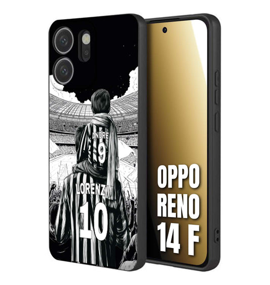 CUSTOMIZZA - Custodia cover nera morbida in tpu compatibile per Oppo Reno 14 F personalizzata calcio football nome e numero calciatori bianconeri bianca e nera