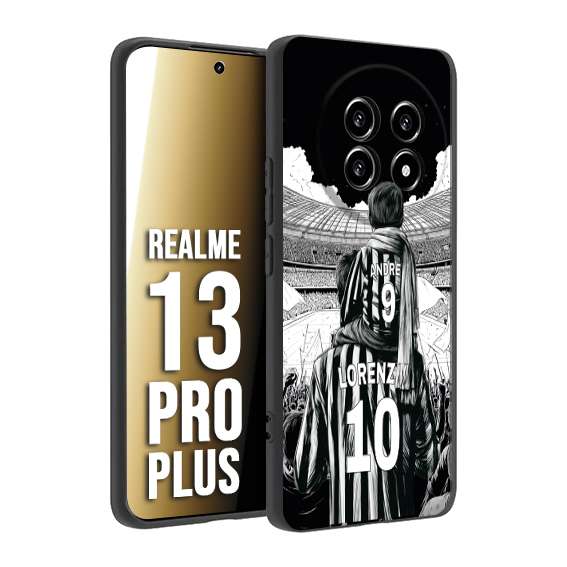 CUSTOMIZZA - Custodia cover nera morbida in tpu compatibile per Realme 13 PRO PLUS personalizzata calcio football nome e numero calciatori bianconeri bianca e nera