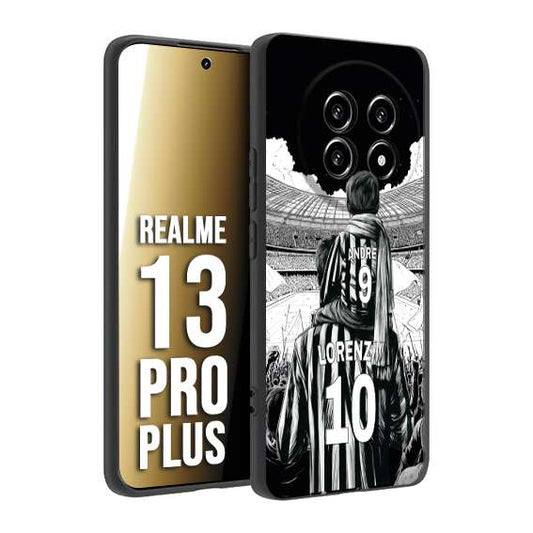 CUSTOMIZZA - Custodia cover nera morbida in tpu compatibile per Realme 13 PRO PLUS personalizzata calcio football nome e numero calciatori bianconeri bianca e nera