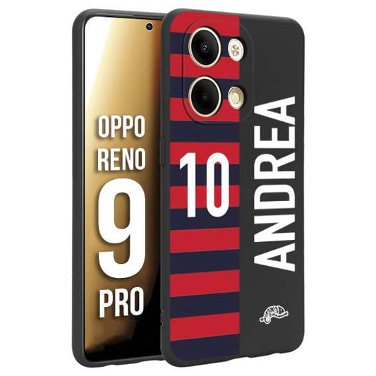 CUSTOMIZZA - Custodia cover nera morbida in tpu compatibile per Oppo Reno 9 PRO personalizzata calcio football nome e numero calciatori rossoblu