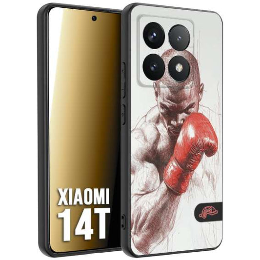 CUSTOMIZZA - Custodia cover nera morbida in tpu compatibile per Xiaomi 14T pugilato pugili disegno tattoo guantoni box sport primo piano