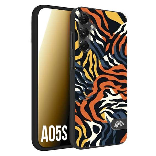 CUSTOMIZZA - Custodia cover nera morbida in tpu compatibile per Samsung A05S leopardato maculato tigrato tiger colorata gialla blu arancio