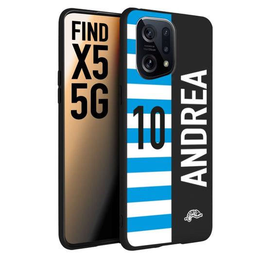 CUSTOMIZZA - Custodia cover nera morbida in tpu compatibile per Oppo Find X5 personalizzata calcio football nome e numero calciatori biancazzurri