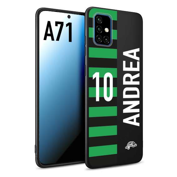 CUSTOMIZZA - Custodia cover nera morbida in tpu compatibile per Samsung A71 personalizzata calcio football nome e numero calciatori neroverde