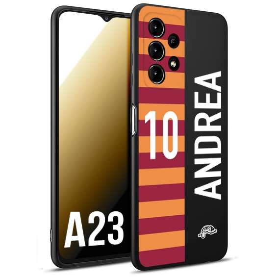 CUSTOMIZZA - Custodia cover nera morbida in tpu compatibile per Samsung A23 personalizzata calcio football nome e numero calciatori giallo rossi