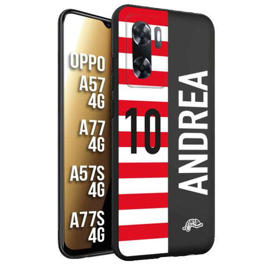 CUSTOMIZZA - Custodia cover nera morbida in tpu compatibile per Oppo A57 - A77 - A57S - A77S (4G) personalizzata calcio football nome e numero calciatori bianco rossa