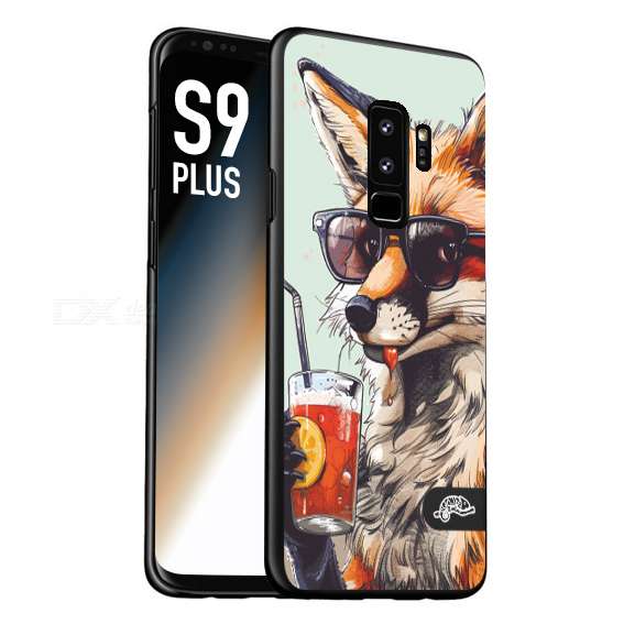 CUSTOMIZZA - Custodia cover nera morbida in tpu compatibile per Samsung S9 PLUS estate disegnata cocktails animali simpatici fox volpe negroni