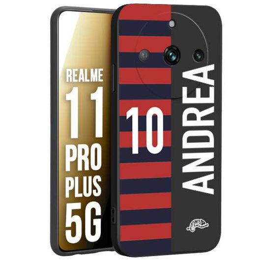 CUSTOMIZZA - Custodia cover nera morbida in tpu compatibile per Realme 11 PRO PLUS 5G personalizzata calcio football nome e numero calciatori rossoblu