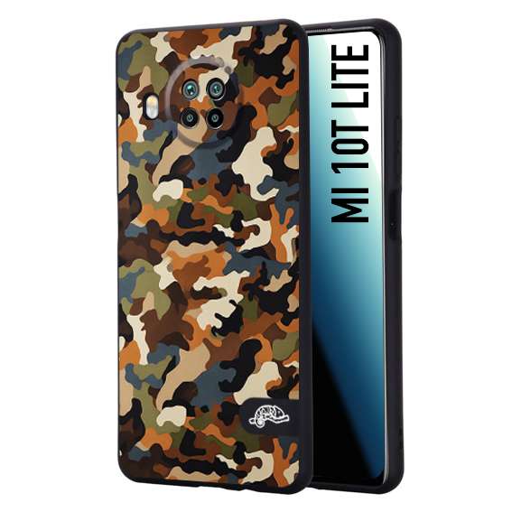 CUSTOMIZZA - Custodia cover nera morbida in tpu compatibile per Xiaomi Mi 10T LITE camouflage mimetico militare moderno blu marrone beige