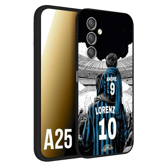 CUSTOMIZZA - Custodia cover nera morbida in tpu compatibile per Samsung A25 personalizzata calcio football padre e figlio calciatori nerazzurra