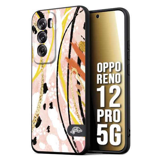 CUSTOMIZZA - Custodia cover nera morbida in tpu compatibile per Oppo Reno 12 PRO 5G fiori astratti donna zebrato leopardato fantasia dorata gialla rosa colorata