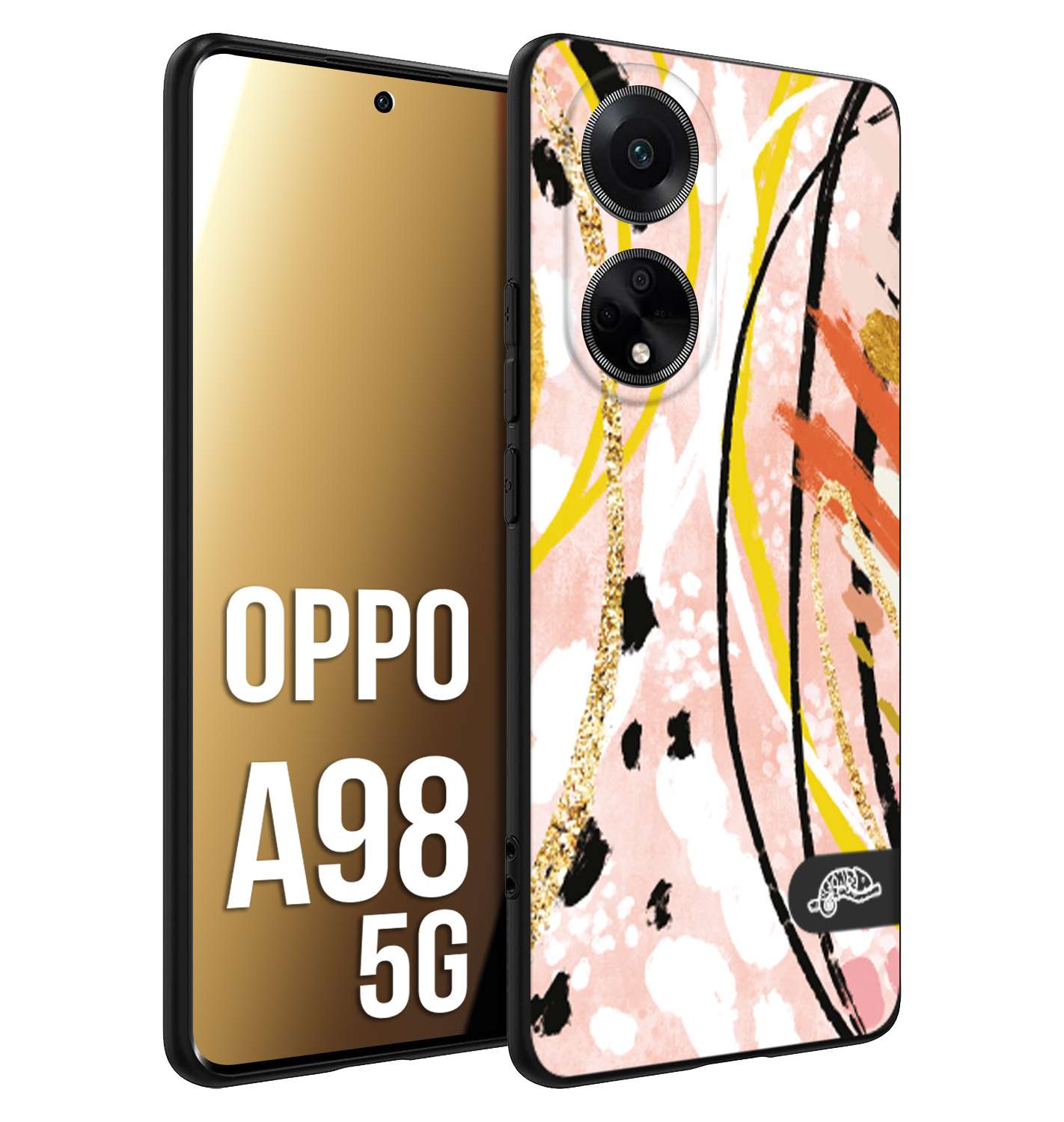 CUSTOMIZZA - Custodia cover nera morbida in tpu compatibile per Oppo A98 5G fiori astratti donna zebrato leopardato fantasia dorata gialla rosa colorata