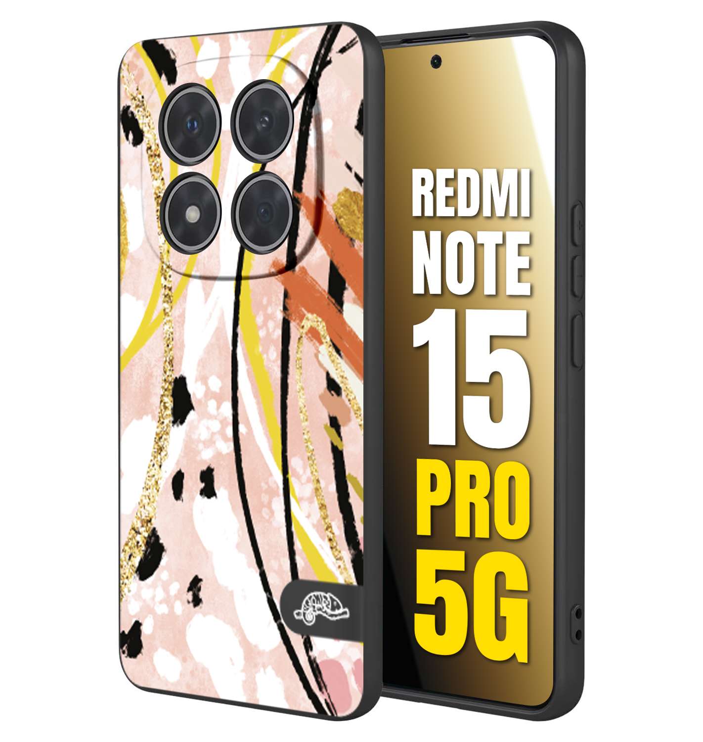 CUSTOMIZZA - Custodia cover nera morbida in tpu compatibile per Xiaomi Redmi Note 15 PRO 5G fiori astratti donna zebrato leopardato fantasia dorata gialla rosa colorata